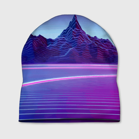 Шапка 3D с принтом Neon mountains   Vaporwave в Санкт-Петербурге, 100% полиэстер | универсальный размер, печать по всей поверхности изделия | 