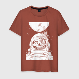 Мужская футболка хлопок с принтом труп космонавта порос грибами в Кировске, 100% хлопок | прямой крой, круглый вырез горловины, длина до линии бедер, слегка спущенное плечо. | 