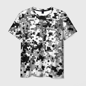 Мужская футболка 3D с принтом Городской (пиксель) камуфляж в Кировске, 100% полиэфир | прямой крой, круглый вырез горловины, длина до линии бедер | 