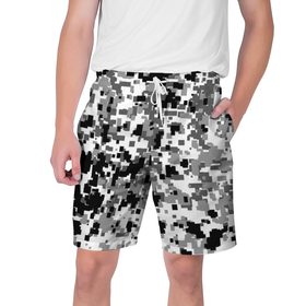 Мужские шорты 3D с принтом Городской (пиксель) камуфляж ,  полиэстер 100% | прямой крой, два кармана без застежек по бокам. Мягкая трикотажная резинка на поясе, внутри которой широкие завязки. Длина чуть выше колен | 