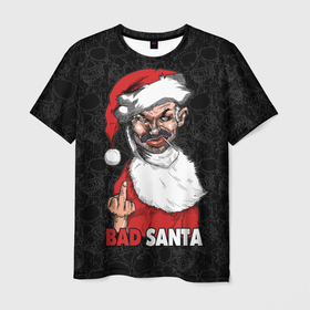Мужская футболка 3D с принтом Fuck you, bad Santa в Тюмени, 100% полиэфир | прямой крой, круглый вырез горловины, длина до линии бедер | 