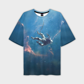 Мужская футболка OVERSIZE 3D с принтом Оторвавшийся от космического корабля космонавт   NASA ,  |  | 