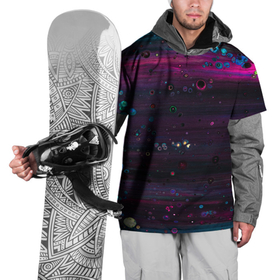 Накидка на куртку 3D с принтом Фиолетовые абстрактные волны и камни в Екатеринбурге, 100% полиэстер |  | Тематика изображения на принте: 