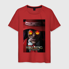 Мужская футболка хлопок с принтом Hellsing   Alucard face , 100% хлопок | прямой крой, круглый вырез горловины, длина до линии бедер, слегка спущенное плечо. | 
