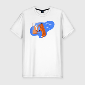 Мужская футболка хлопок Slim с принтом Лисы   Foxtrot в Белгороде, 92% хлопок, 8% лайкра | приталенный силуэт, круглый вырез ворота, длина до линии бедра, короткий рукав | 