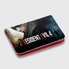 Картхолдер с принтом с принтом Леон Resident evil 4 remake , натуральная матовая кожа | размер 7,3 х 10 см; кардхолдер имеет 4 кармана для карт; | 