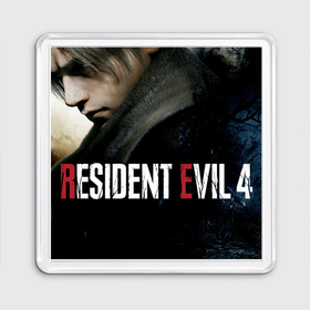 Магнит 55*55 с принтом Леон Resident evil 4 remake , Пластик | Размер: 65*65 мм; Размер печати: 55*55 мм | 