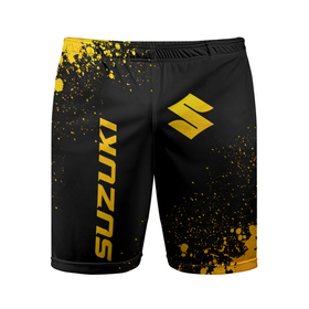 Мужские шорты спортивные с принтом Suzuki   gold gradient: надпись, символ в Курске,  |  | 