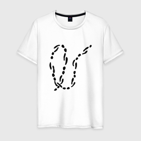 Мужская футболка хлопок с принтом Кроличьи следы в Тюмени, 100% хлопок | прямой крой, круглый вырез горловины, длина до линии бедер, слегка спущенное плечо. | 