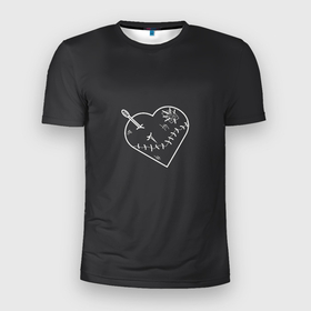 Мужская футболка 3D Slim с принтом Раненное сердце в швах в Санкт-Петербурге, 100% полиэстер с улучшенными характеристиками | приталенный силуэт, круглая горловина, широкие плечи, сужается к линии бедра | Тематика изображения на принте: 