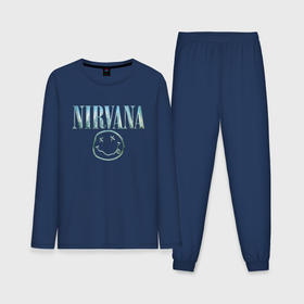 Мужская пижама хлопок (с лонгсливом) с принтом Nirvana   смайлик ,  |  | 