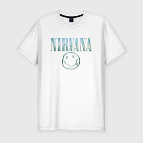 Мужская футболка хлопок Slim с принтом Nirvana   смайлик в Белгороде, 92% хлопок, 8% лайкра | приталенный силуэт, круглый вырез ворота, длина до линии бедра, короткий рукав | 