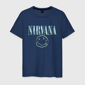 Мужская футболка хлопок с принтом Nirvana   смайлик в Белгороде, 100% хлопок | прямой крой, круглый вырез горловины, длина до линии бедер, слегка спущенное плечо. | 