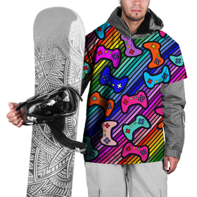 Накидка на куртку 3D с принтом Многоцветные полоски с джойстиками , 100% полиэстер |  | 
