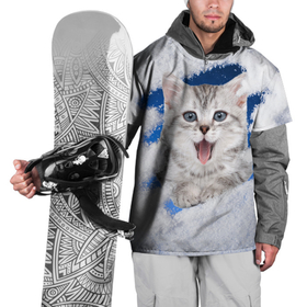Накидка на куртку 3D с принтом Котёнок в снегу , 100% полиэстер |  | 