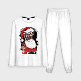 Мужская пижама хлопок (с лонгсливом) с принтом Bad Santa, fuck you ,  |  | 