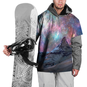 Накидка на куртку 3D с принтом Снежная вершина и бесконечное космическое пространство в Тюмени, 100% полиэстер |  | 