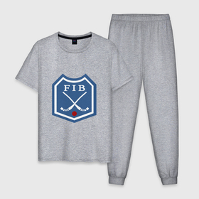 Мужская пижама хлопок с принтом Хоккей с мячом   лого в Белгороде, 100% хлопок | брюки и футболка прямого кроя, без карманов, на брюках мягкая резинка на поясе и по низу штанин
 | Тематика изображения на принте: 