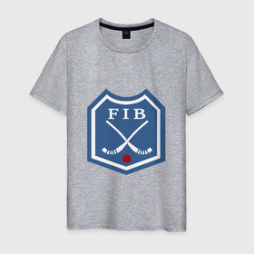 Мужская футболка хлопок с принтом Хоккей с мячом   лого в Екатеринбурге, 100% хлопок | прямой крой, круглый вырез горловины, длина до линии бедер, слегка спущенное плечо. | 