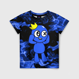 Детская футболка 3D с принтом Роблокс: Синий огонь в Екатеринбурге, 100% гипоаллергенный полиэфир | прямой крой, круглый вырез горловины, длина до линии бедер, чуть спущенное плечо, ткань немного тянется | 