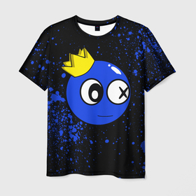 Мужская футболка 3D с принтом Радужные друзья   Синий в короне в Тюмени, 100% полиэфир | прямой крой, круглый вырез горловины, длина до линии бедер | Тематика изображения на принте: 