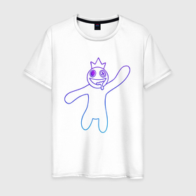 Мужская футболка хлопок с принтом Роблокс: Синий неон в Тюмени, 100% хлопок | прямой крой, круглый вырез горловины, длина до линии бедер, слегка спущенное плечо. | 