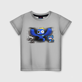 Детская футболка 3D с принтом Синий и Хагги Вагги в Петрозаводске, 100% гипоаллергенный полиэфир | прямой крой, круглый вырез горловины, длина до линии бедер, чуть спущенное плечо, ткань немного тянется | 