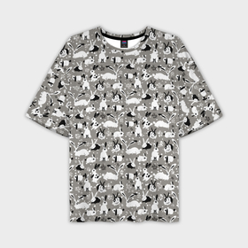 Мужская футболка OVERSIZE 3D с принтом Кролики пятнистые в Белгороде,  |  | 