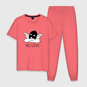 Мужская пижама хлопок с принтом No love   angel in mask в Курске, 100% хлопок | брюки и футболка прямого кроя, без карманов, на брюках мягкая резинка на поясе и по низу штанин
 | 