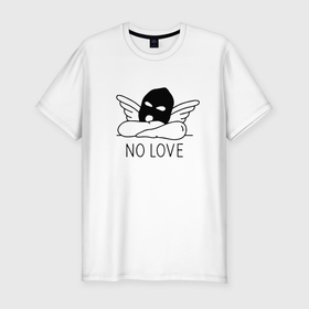 Мужская футболка хлопок Slim с принтом No love   angel in mask в Петрозаводске, 92% хлопок, 8% лайкра | приталенный силуэт, круглый вырез ворота, длина до линии бедра, короткий рукав | 