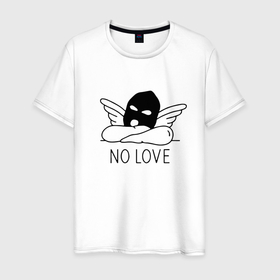 Мужская футболка хлопок с принтом No love   angel in mask в Кировске, 100% хлопок | прямой крой, круглый вырез горловины, длина до линии бедер, слегка спущенное плечо. | Тематика изображения на принте: 