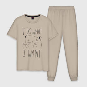 Мужская пижама хлопок с принтом I do what i want в Белгороде, 100% хлопок | брюки и футболка прямого кроя, без карманов, на брюках мягкая резинка на поясе и по низу штанин
 | 