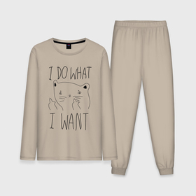 Мужская пижама хлопок (с лонгсливом) с принтом I do what i want ,  |  | Тематика изображения на принте: 