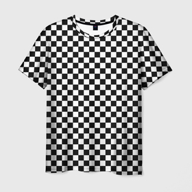 Мужская футболка 3D с принтом Шахматное пано в Курске, 100% полиэфир | прямой крой, круглый вырез горловины, длина до линии бедер | 