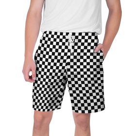 Мужские шорты 3D с принтом Шахматное пано в Курске,  полиэстер 100% | прямой крой, два кармана без застежек по бокам. Мягкая трикотажная резинка на поясе, внутри которой широкие завязки. Длина чуть выше колен | 