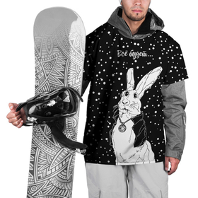 Накидка на куртку 3D с принтом Кролик черный маг   всё будет в Белгороде, 100% полиэстер |  | Тематика изображения на принте: 