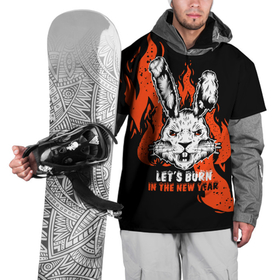 Накидка на куртку 3D с принтом Let it burn in the new year, rabbit в Курске, 100% полиэстер |  | Тематика изображения на принте: 