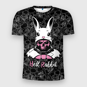 Мужская футболка 3D Slim с принтом Hell rabbit, year of the rabbit в Белгороде, 100% полиэстер с улучшенными характеристиками | приталенный силуэт, круглая горловина, широкие плечи, сужается к линии бедра | 