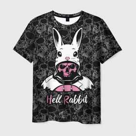 Мужская футболка 3D с принтом Hell rabbit, year of the rabbit в Екатеринбурге, 100% полиэфир | прямой крой, круглый вырез горловины, длина до линии бедер | 