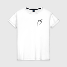 Женская футболка хлопок с принтом Sketched hand , 100% хлопок | прямой крой, круглый вырез горловины, длина до линии бедер, слегка спущенное плечо | 