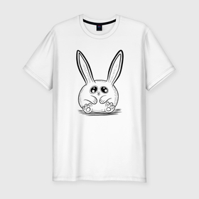 Мужская футболка хлопок Slim с принтом Кролик пухляш в Кировске, 92% хлопок, 8% лайкра | приталенный силуэт, круглый вырез ворота, длина до линии бедра, короткий рукав | 