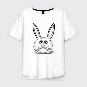 Мужская футболка хлопок Oversize с принтом Кролик пухляш в Кировске, 100% хлопок | свободный крой, круглый ворот, “спинка” длиннее передней части | 