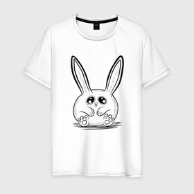 Мужская футболка хлопок с принтом Кролик пухляш , 100% хлопок | прямой крой, круглый вырез горловины, длина до линии бедер, слегка спущенное плечо. | 