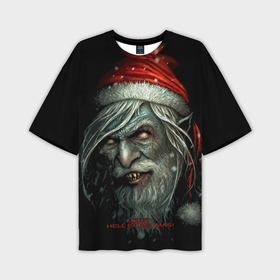 Мужская футболка OVERSIZE 3D с принтом Merry hill, Christmas, dark Santa в Екатеринбурге,  |  | 