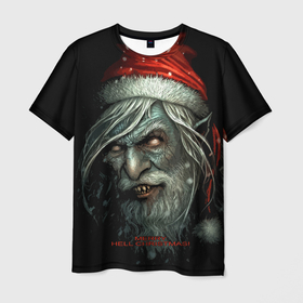 Мужская футболка 3D с принтом Merry hill, Christmas, dark Santa в Екатеринбурге, 100% полиэфир | прямой крой, круглый вырез горловины, длина до линии бедер | 
