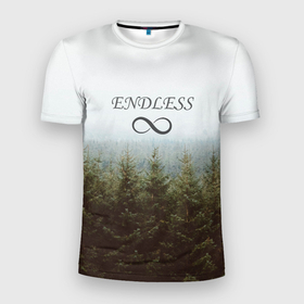 Мужская футболка 3D Slim с принтом Бесконечный лес в Курске, 100% полиэстер с улучшенными характеристиками | приталенный силуэт, круглая горловина, широкие плечи, сужается к линии бедра | 