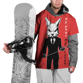 Накидка на куртку 3D с принтом Dangerous rabbit, my year   my rules в Курске, 100% полиэстер |  | Тематика изображения на принте: 