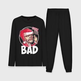 Мужская пижама хлопок (с лонгсливом) с принтом Bad Santa   Screw you. ,  |  | 