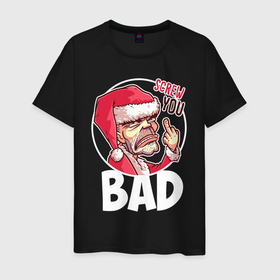 Мужская футболка хлопок с принтом Bad Santa   Screw you. , 100% хлопок | прямой крой, круглый вырез горловины, длина до линии бедер, слегка спущенное плечо. | 