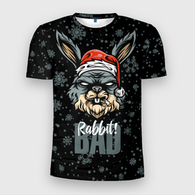 Мужская футболка 3D Slim с принтом Santa Rabbit. Bad Santa. в Екатеринбурге, 100% полиэстер с улучшенными характеристиками | приталенный силуэт, круглая горловина, широкие плечи, сужается к линии бедра | 